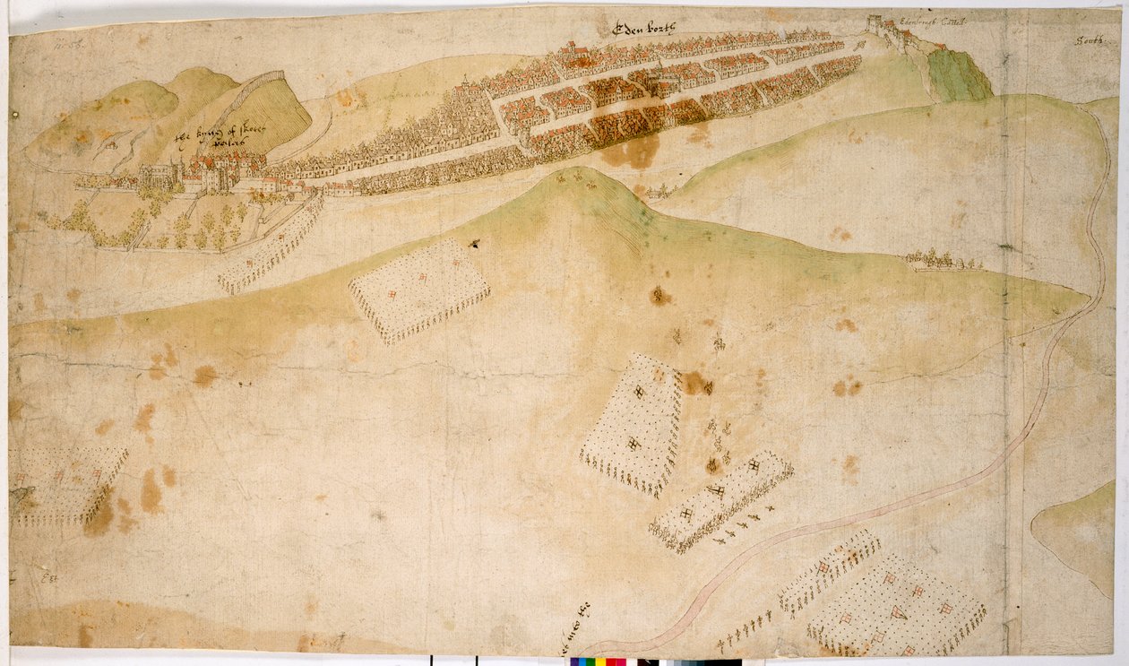 Ein farbiger Plan oder Vogelperspektive der Stadt Edinburgh von Richard Lee