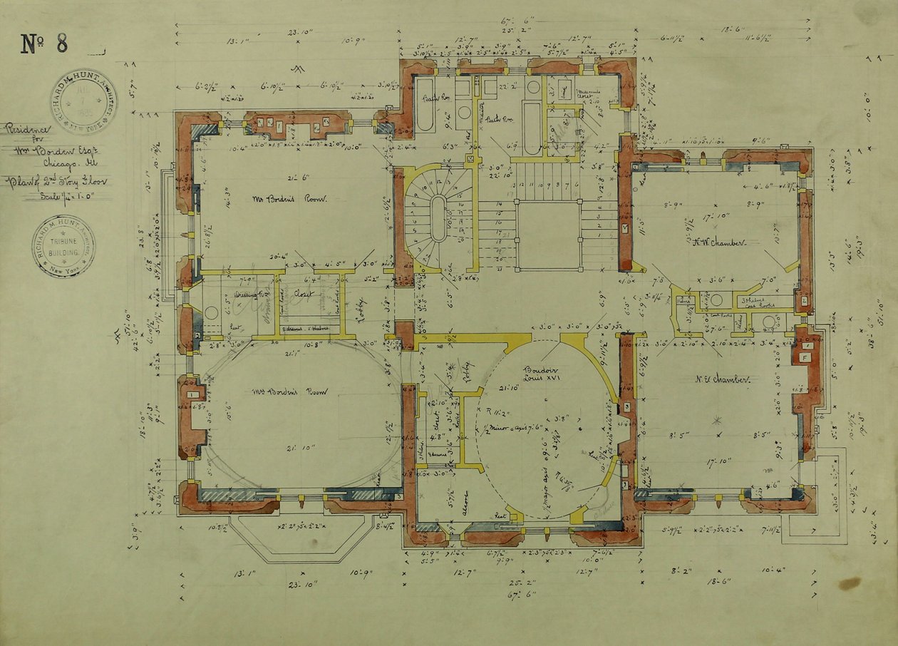 William Borden Residenz, Chicago, Illinois, Zweiter Stock Plan von Richard Morris Hunt