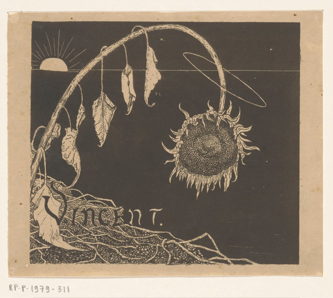 Umschlagentwurf für: Richard Roland Holst, Ausstellung der hinterlassenen Werke von Vincent Van Gogh, 1892 von Richard Nicolaüs Roland Holst