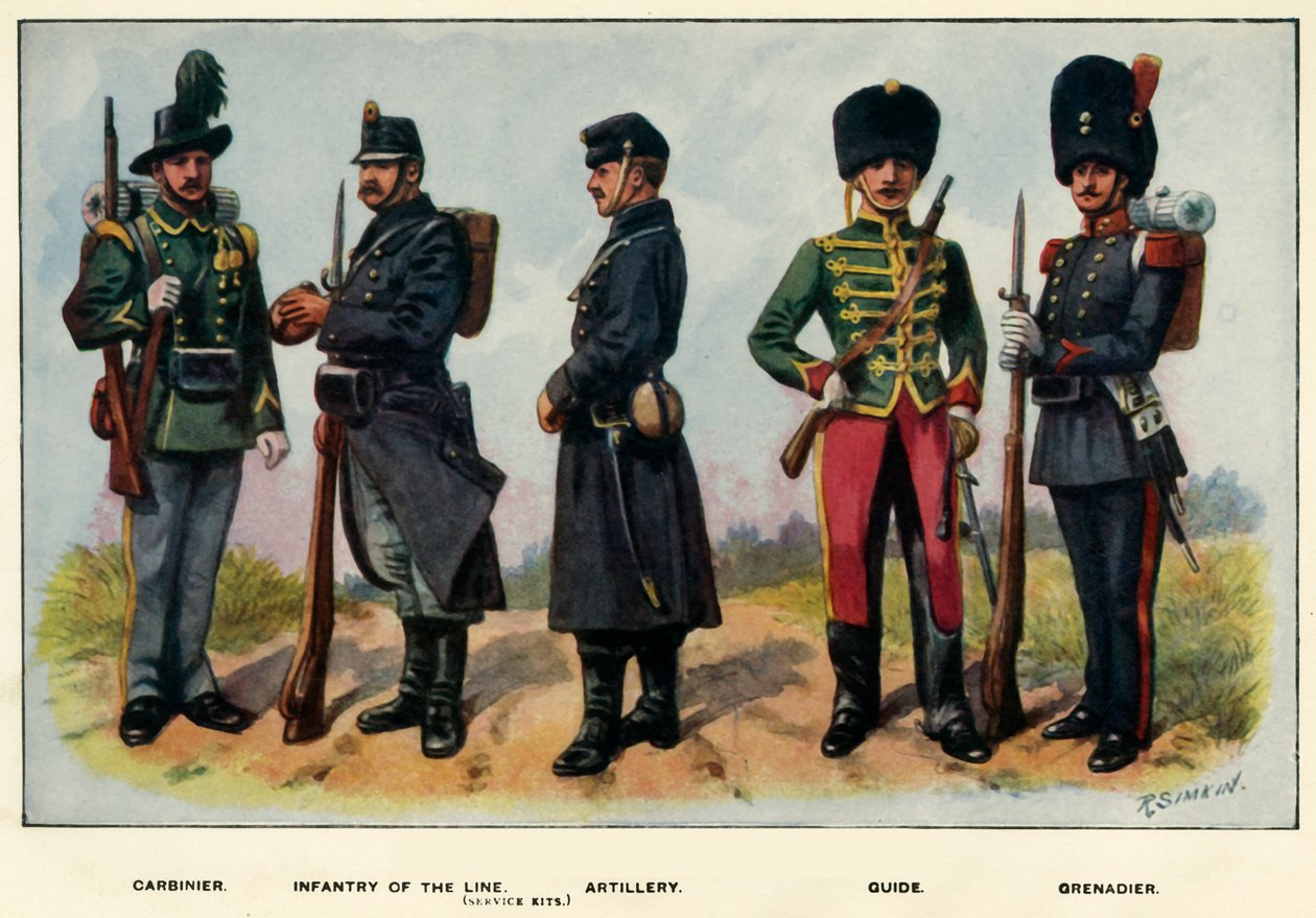 Typen der belgischen Armee von Richard Simkin