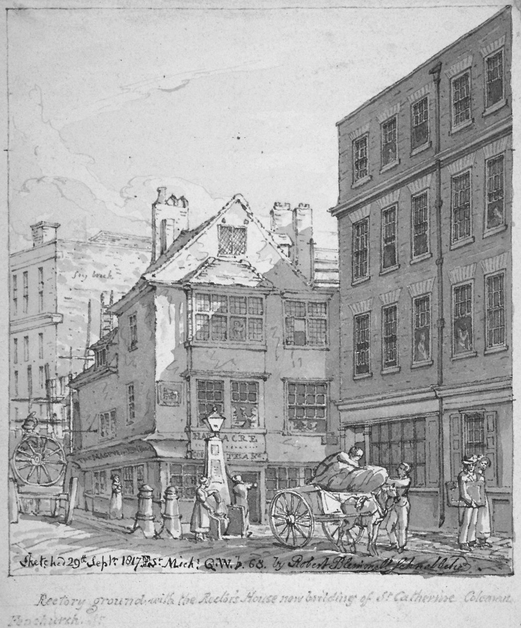 St Katherine Coleman Pfarrhaus, Fenchurch Street, City of London, 1817 von Robert Blemmell Schnebbelie