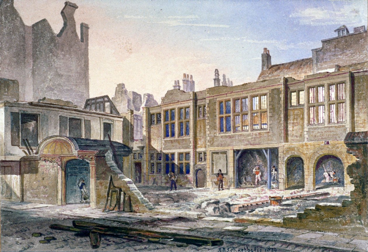 Ansicht des Abrisses von Winchester Place, London, 1839 von Robert Blemmell Schnebbelie