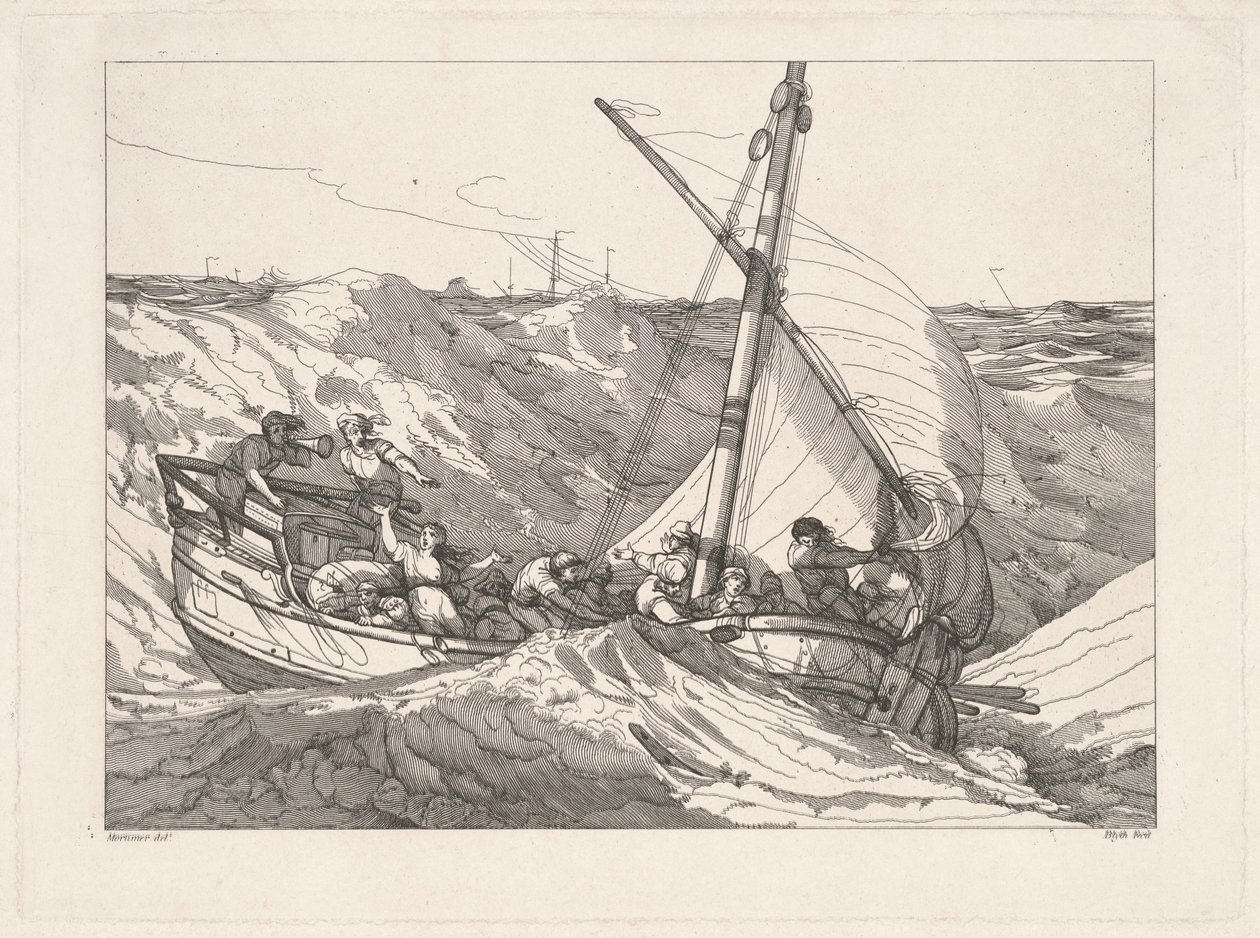 Boot in einem Sturm auf See von Robert Blyth, after John Hamilton Mortimer