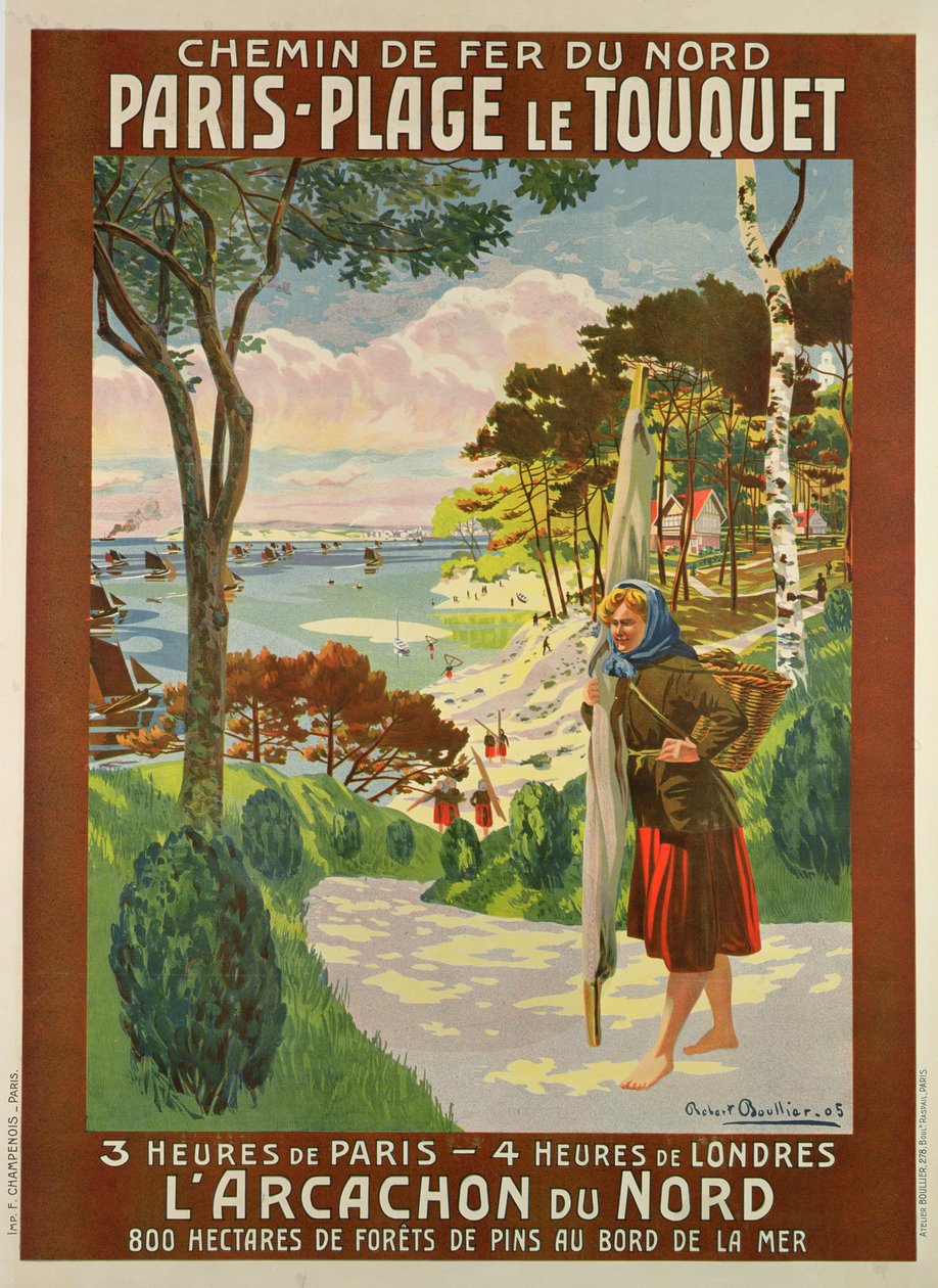 Plakatwerbung für Paris-Plage le Touquet, Pas de Calais, ca. 1910 von Robert Boullier