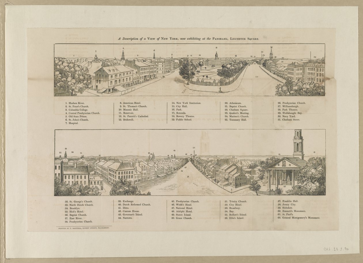 Beschreibung einer Ansicht von New York, jetzt ausgestellt im Panorama, Leicester Square von Robert Burford