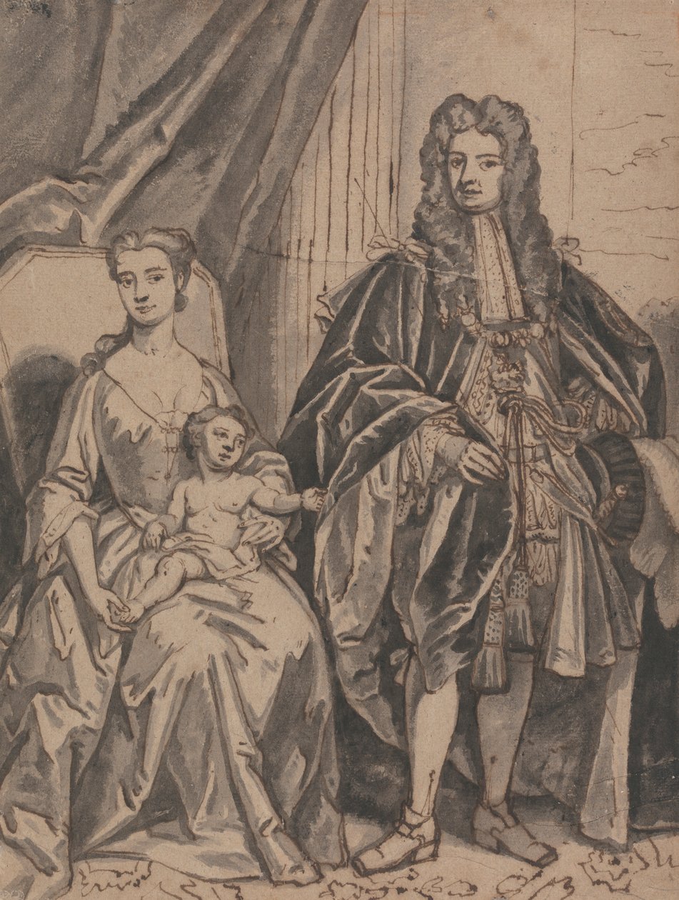 Porträt einer Familie, genannt John Sheffield, Herzog von Buckingham, und Familie von Robert Byng