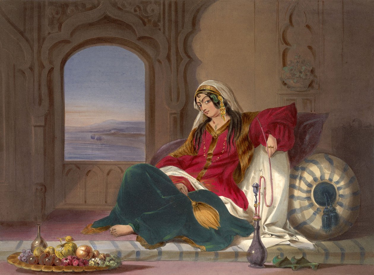Kandahar Dame von Rang, beim Rauchen, 1848 von Robert Carrick