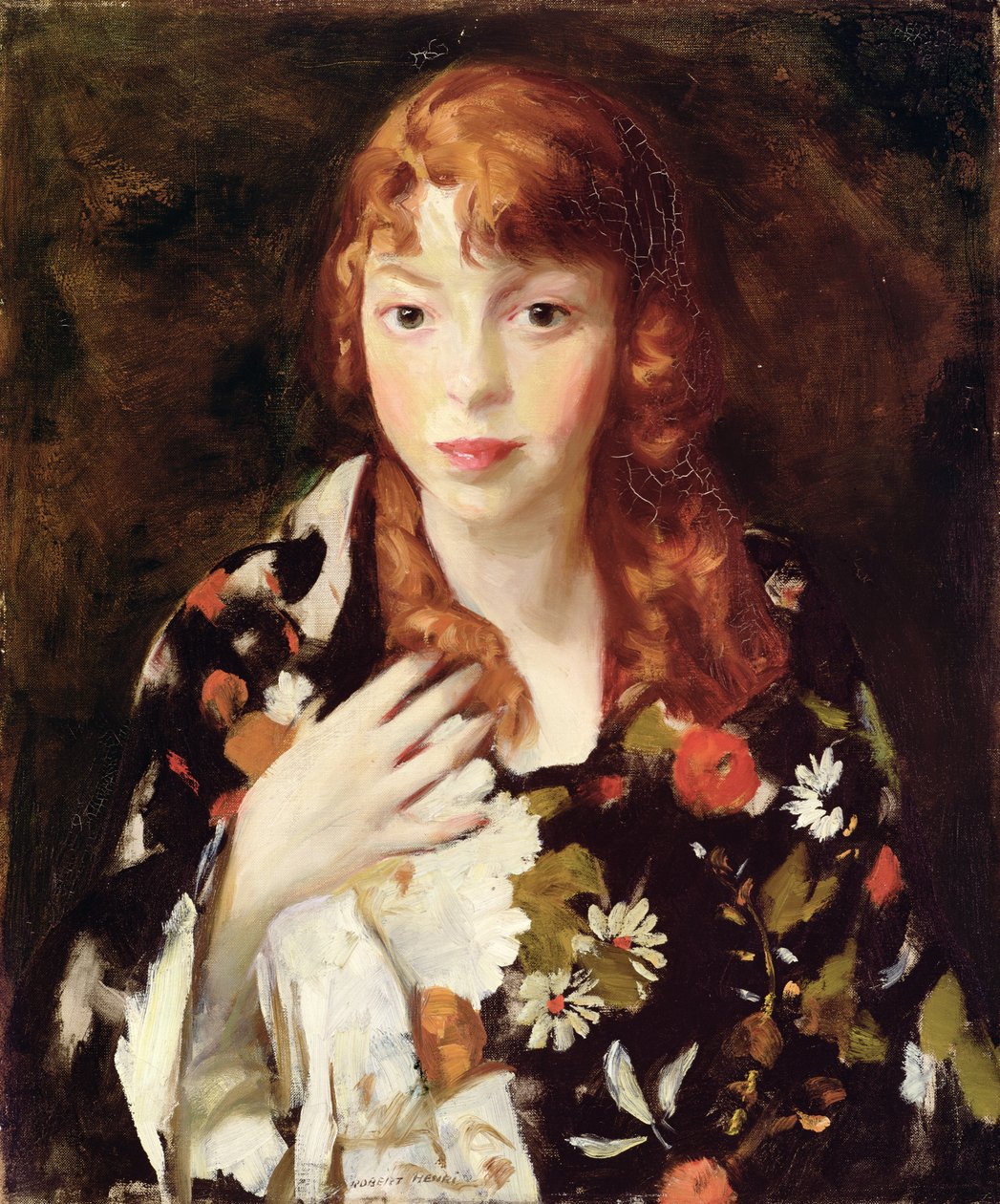 Edna Smith in einem japanischen Umhang, ca. 1915 von Robert Cozad Henri