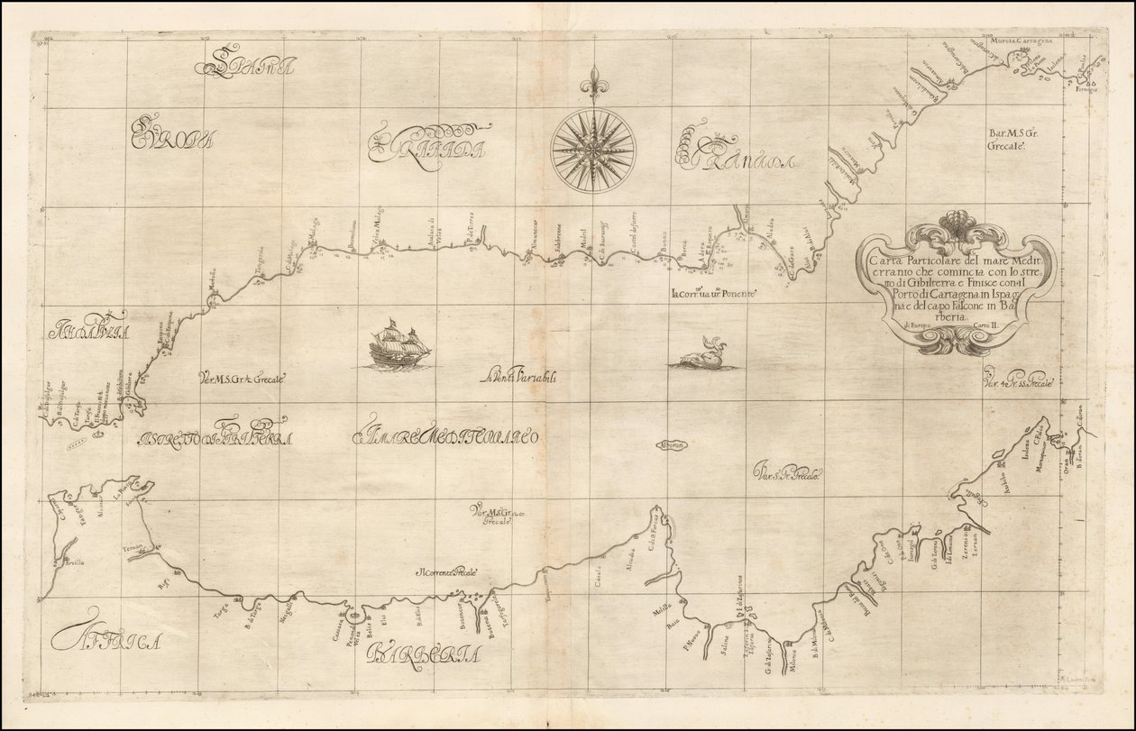 Karte des westlichen Mittelmeers und Gibraltar von Robert Dudley, 1646 von Robert Dudley