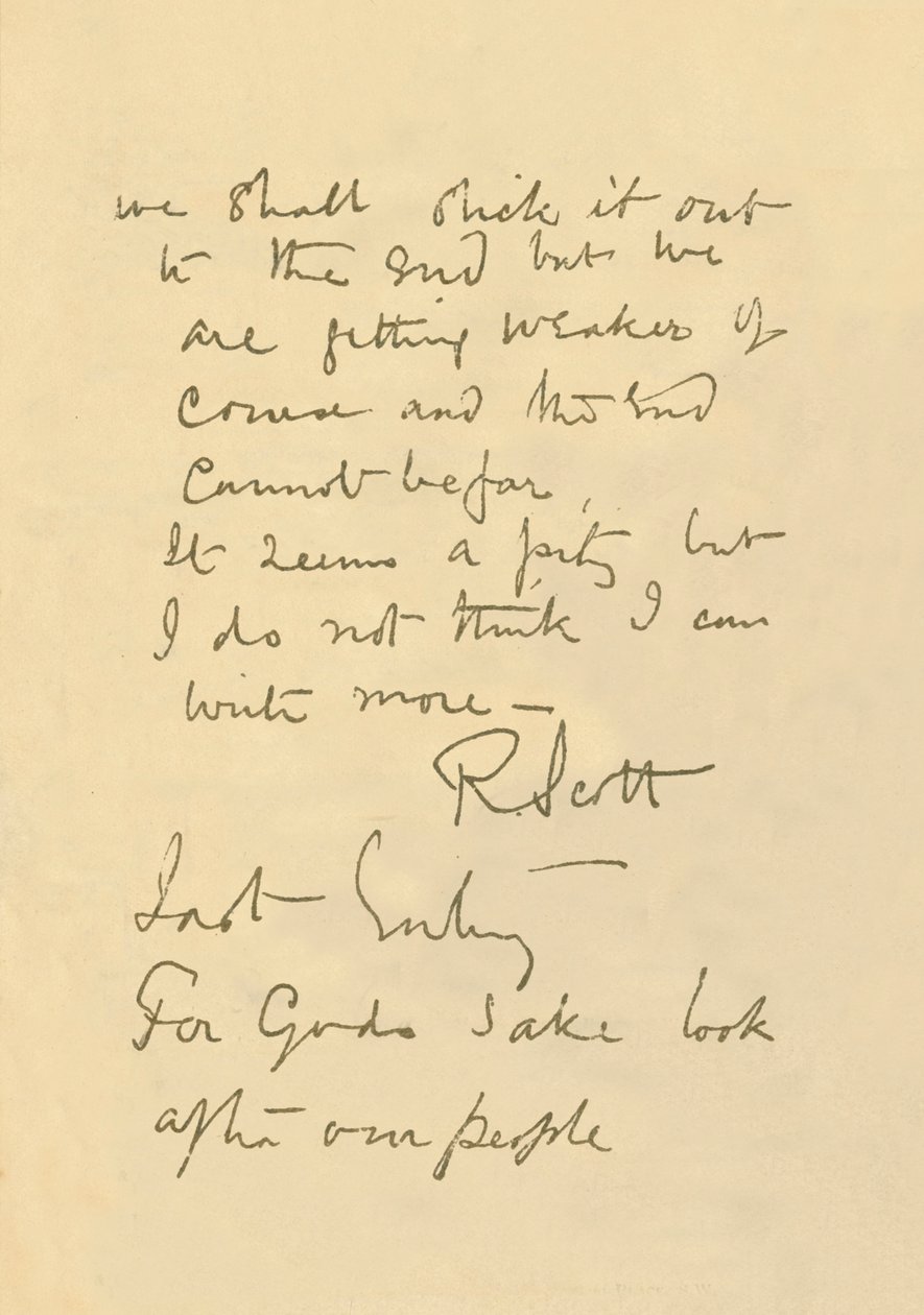 Faksimile der Nachricht an die Öffentlichkeit, 29. März 1912, 1913 von Robert Falcon Scott
