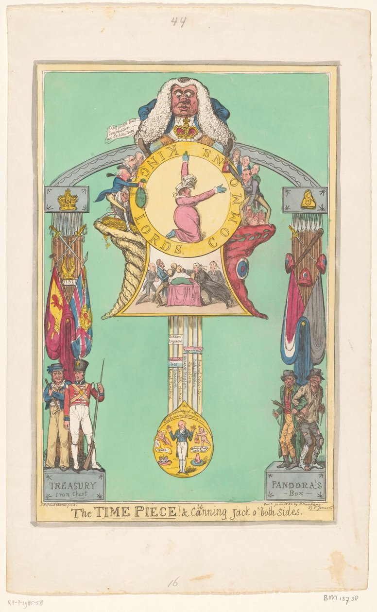 Uhr mit der Königin auf dem Zifferblatt, 1820 von Robert Isaac Cruikshank