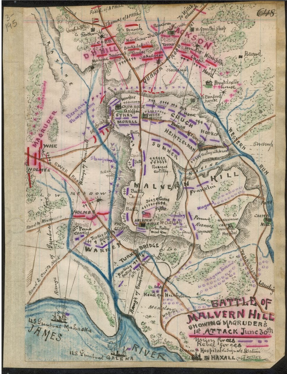 Schlacht von Malvern Hill, Magruders erster Angriff, 30. Juni von Robert Knox Sneden
