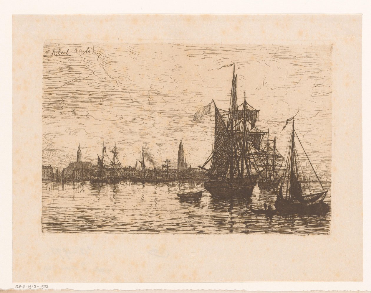 Ansicht von Antwerpen mit Schiffen im Vordergrund von Robert Mols