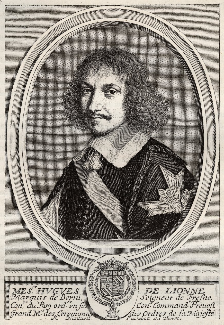 Hugues de Lionne (1611-1671), Marquis de Fresnes, Herr von Berny, Diplomat und Staatsminister unter Ludwig XIV. Gravur von Robert Nanteuil. von Robert Nanteuil