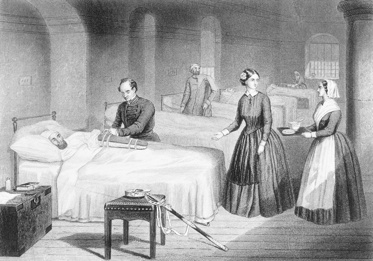Miss Nightingale im Krankenhaus von Scutari, graviert von George Greatbach von Robert Neal Hind