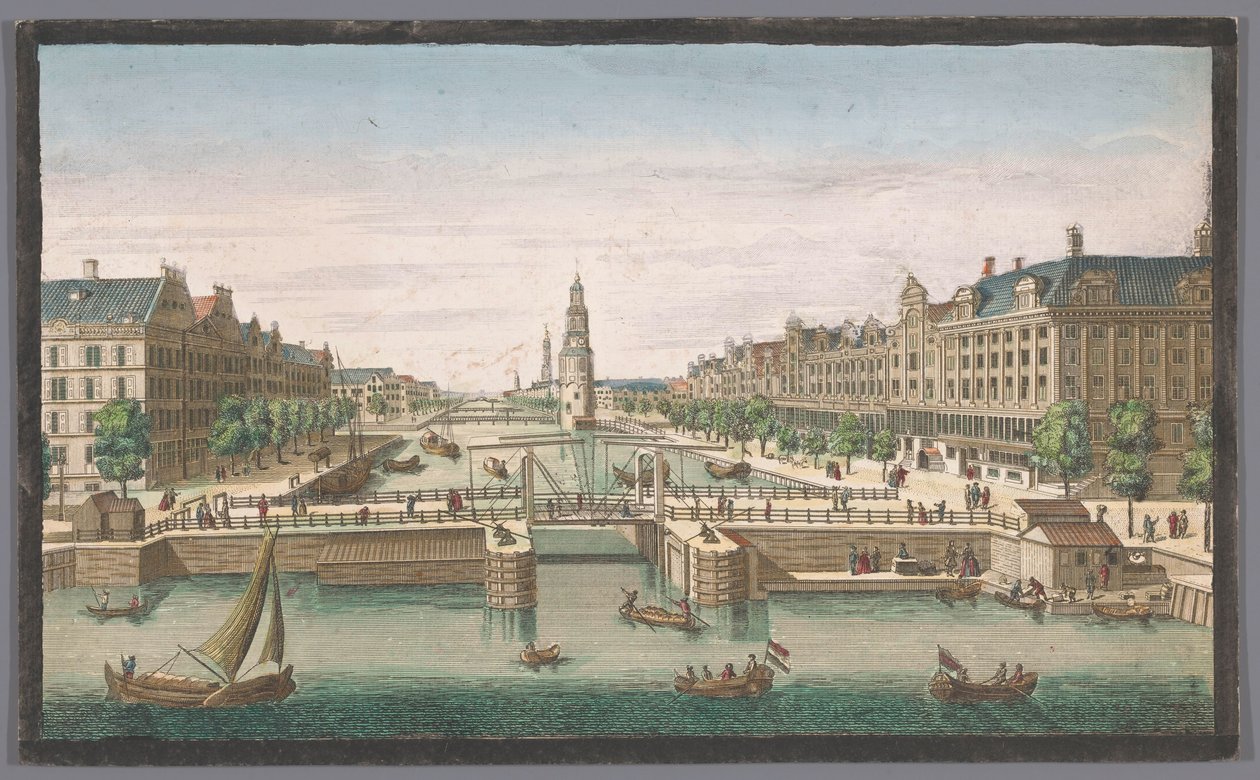 Ansicht der Oudeschans in Amsterdam vom IJ aus gesehen von Robert Sayer