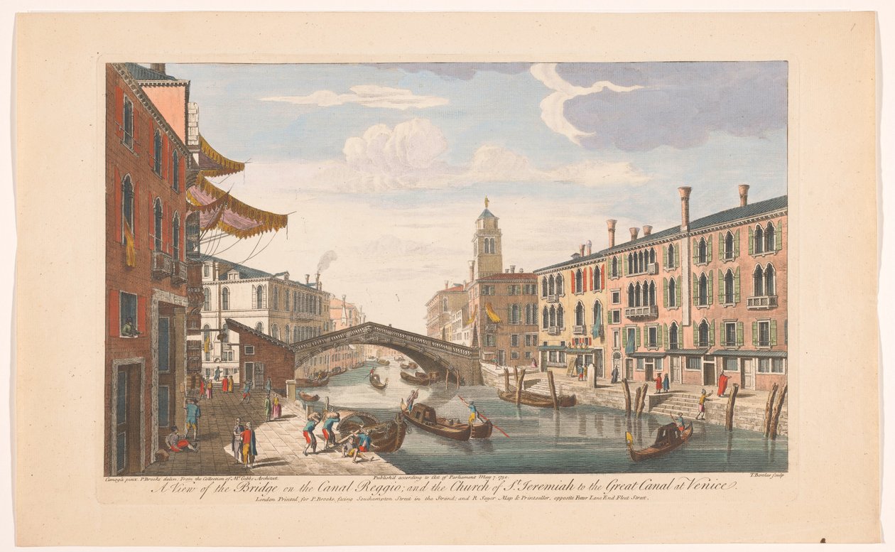 Ansicht der Ponte delle Guglie über den Canale di Cannaregio in Venedig von Robert Sayer