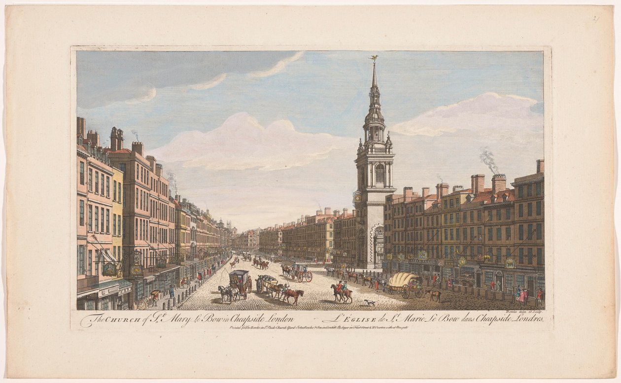 Ansicht der Kirche Saint Mary-le-Bow an der Straße Cheapside in London von Robert Sayer