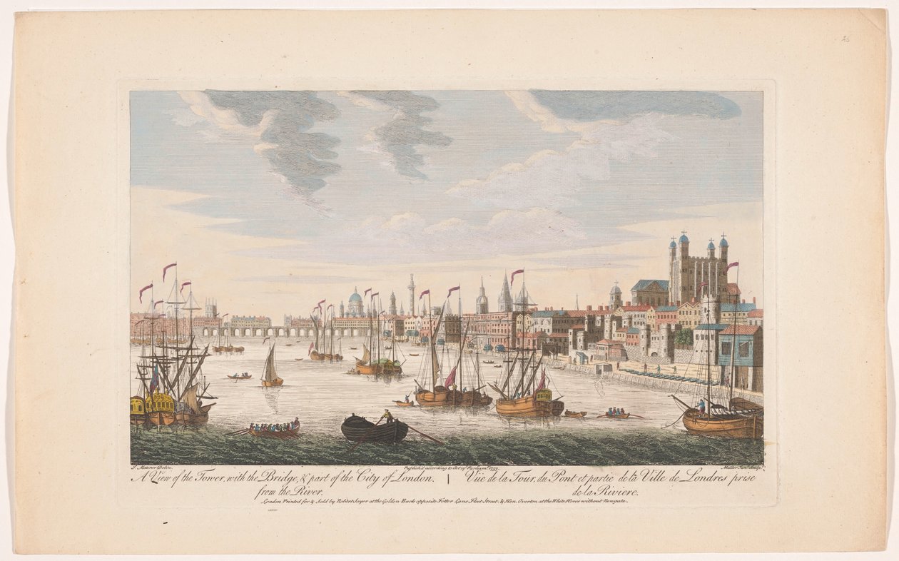 Blick auf die Stadt London von der Themse aus von Robert Sayer