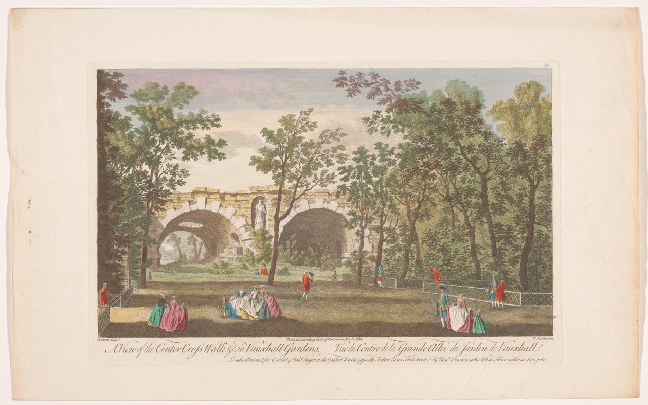 Ansicht einer Allee in den Vauxhall Gardens in London von Robert Sayer