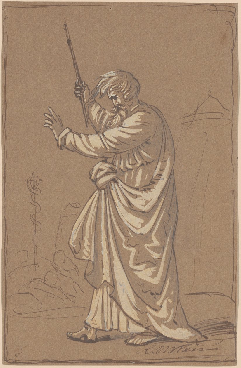 Aaron verwandelt seinen Stab in eine Schlange von Robert W. Weir