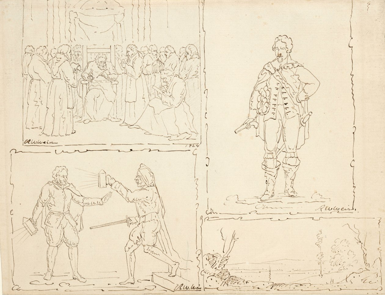 Vier Skizzen, 1824 von Robert Walter Weir