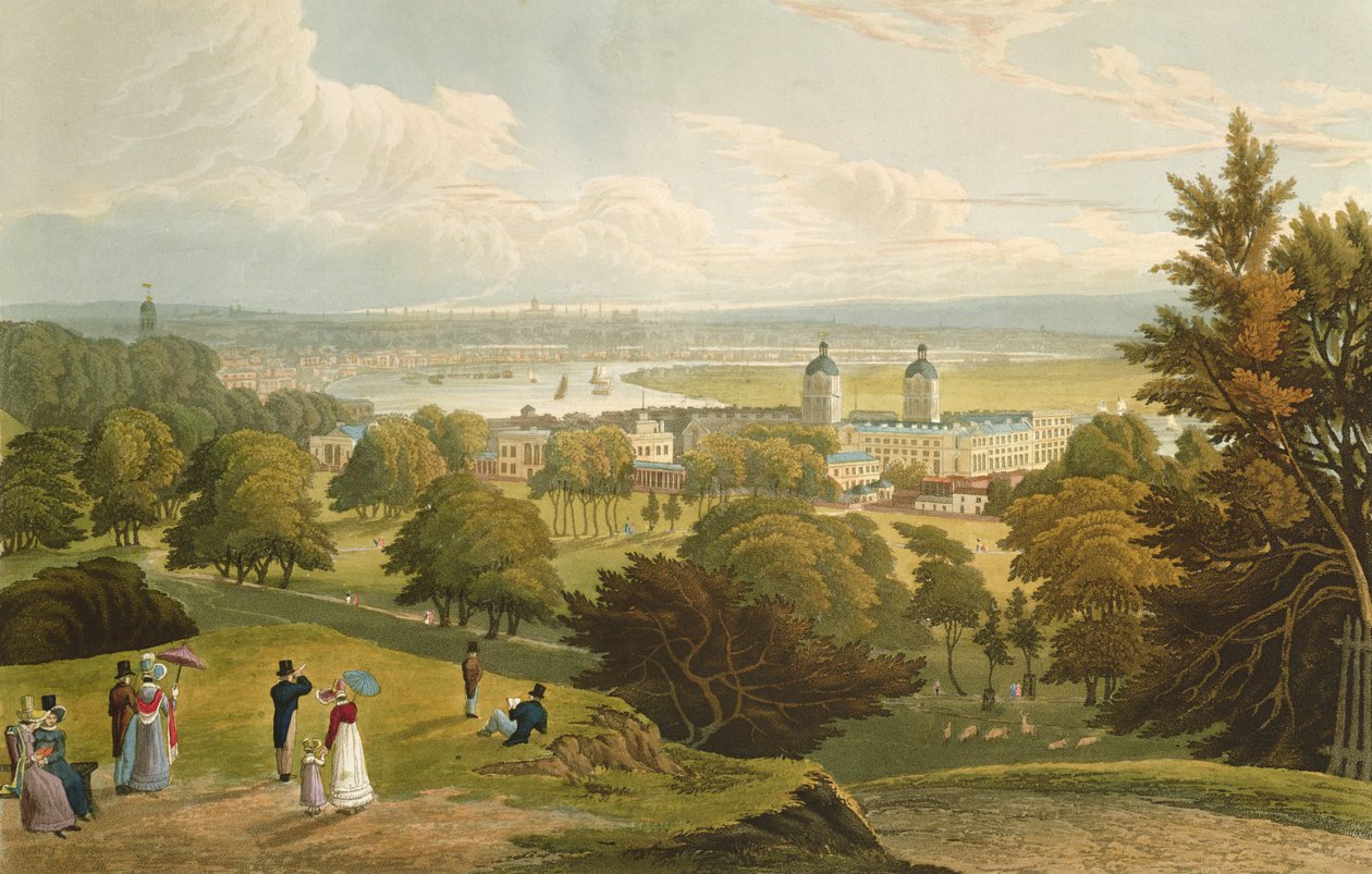 Ansicht von London vom Greenwich Park aus, veröffentlicht 1820 von Colnaghi und Co. von Robert the Elder and Younger Havell