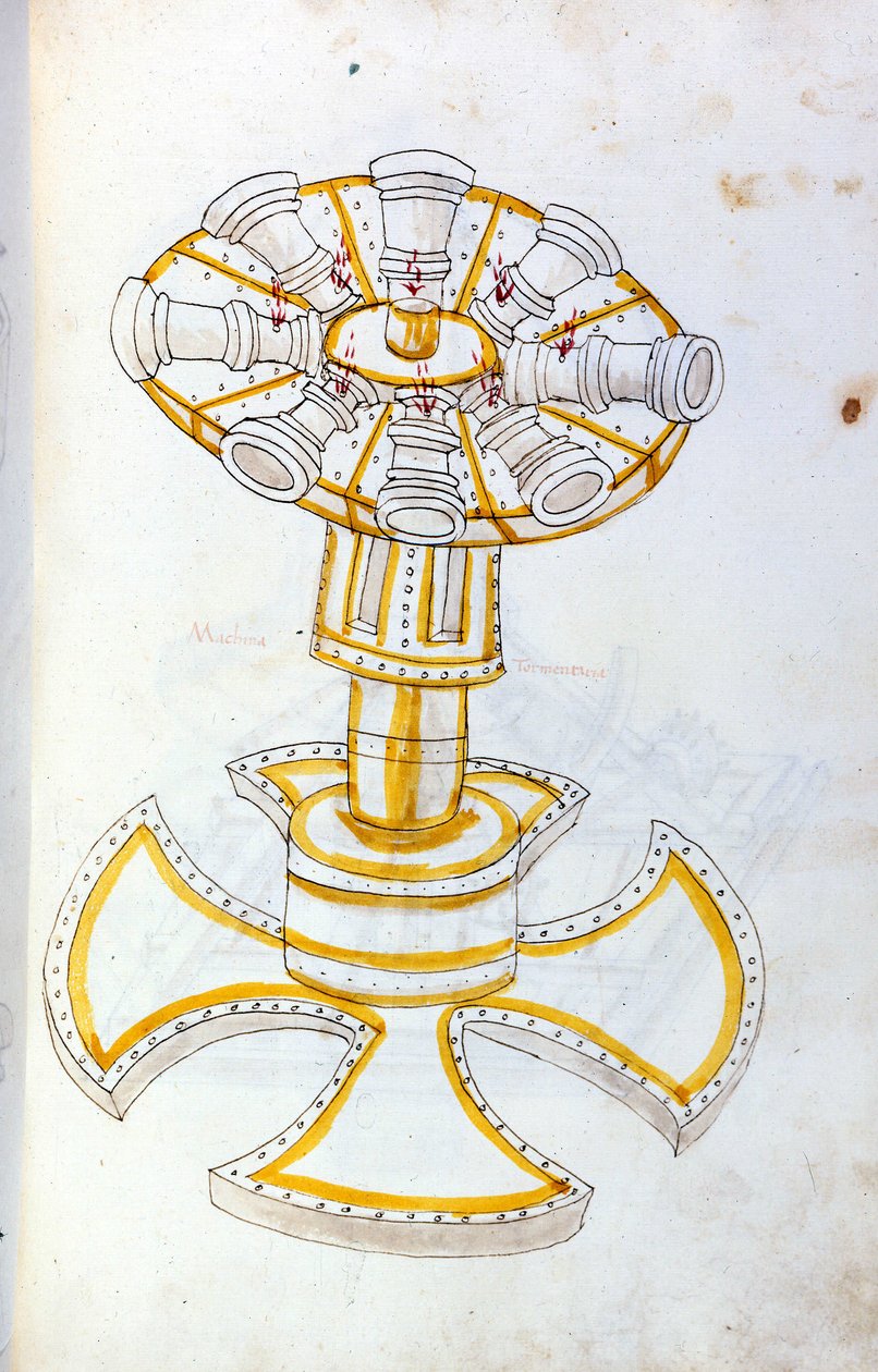 Kunst des Krieges: Studie über militärische Maschinen. Drehkanone, Illustration aus 