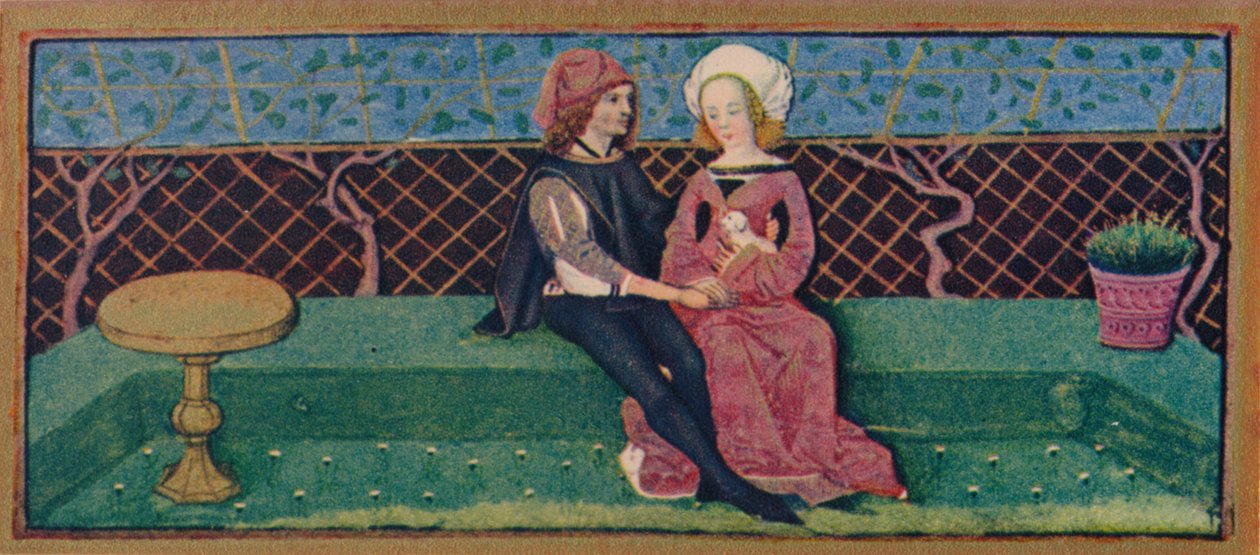 April - Liebende in einem Garten, 15. Jahrhundert von Robinet Testard