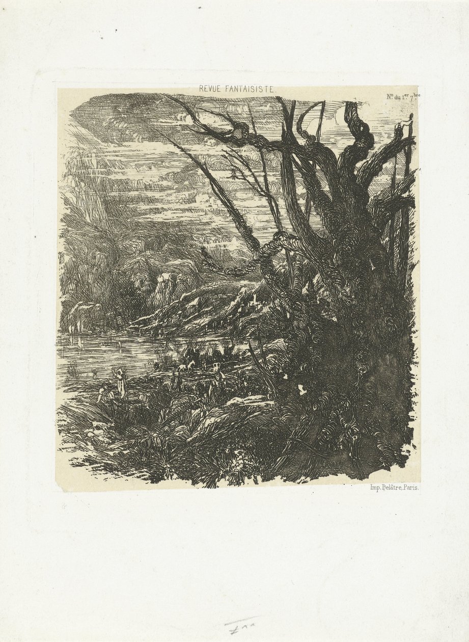 Berglandschaft mit See von Rodolphe Bresdin