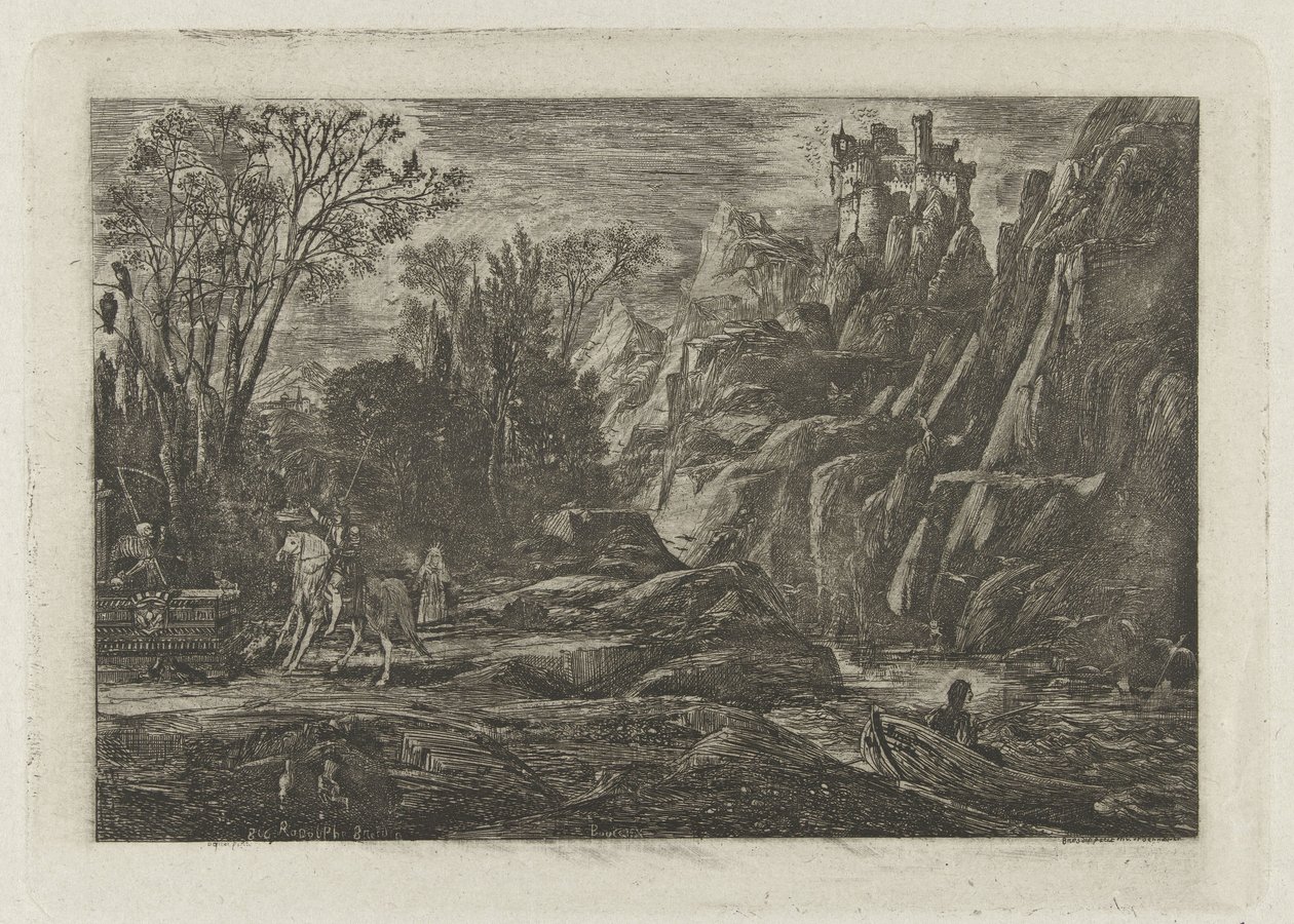 Reiter und Tod in der Landschaft von Rodolphe Bresdin