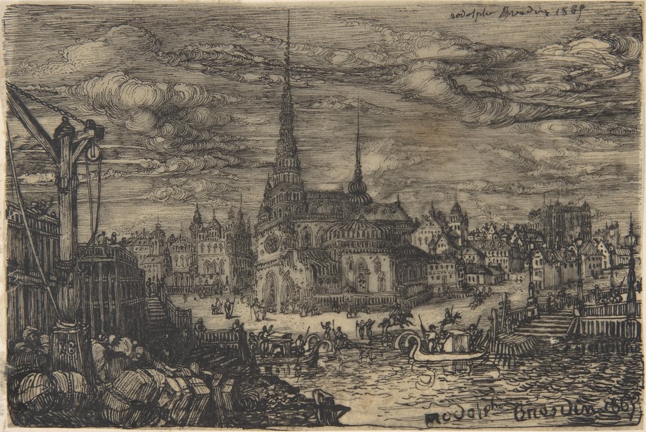Die Kirche und der Hafen von Rodolphe Bresdin