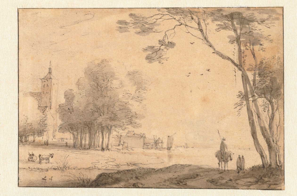 Ansicht einer Stadt in der Nähe eines Flusses von Roelant Roghman