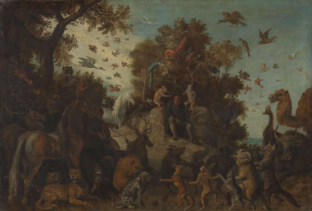 Der Dichter, von zwei Affen beim Fest der Tiere gekrönt von Roelant Savery (workshop of)