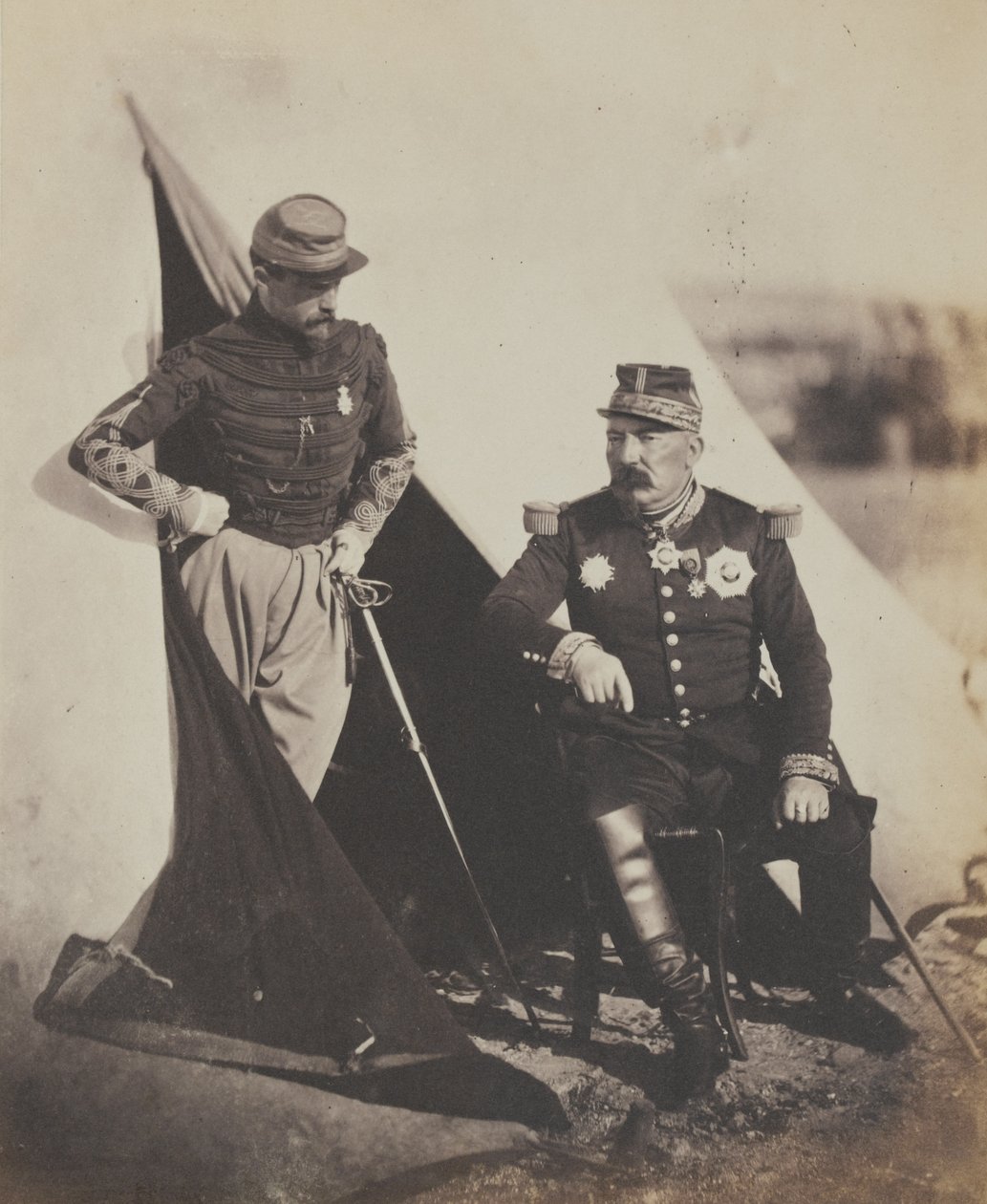 General Pierre Bosquet (1810-61) und Hauptmann Dampierre, aus einem Album mit 52 Fotografien zum Krimkrieg von Roger Fenton
