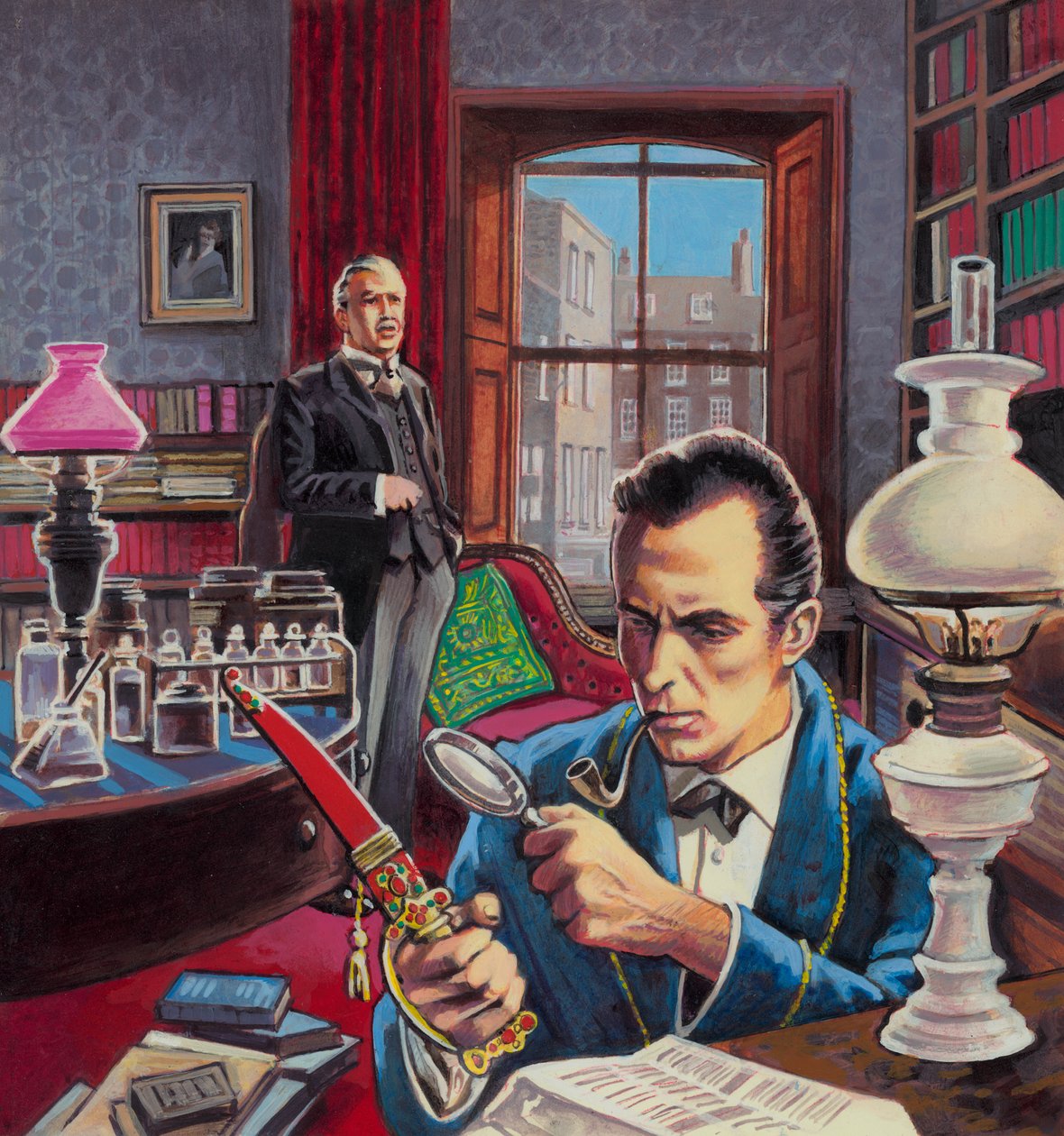 Sherlock Holmes in seinem Arbeitszimmer von Roger (after) Payne