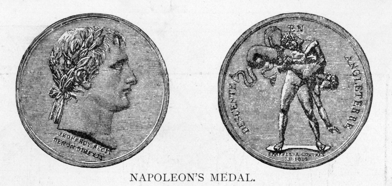 Medaille, die von Napoleon für eine erfolgreiche Invasion Englands 1804 bestellt wurde von Romain Vincent Jeuffroy