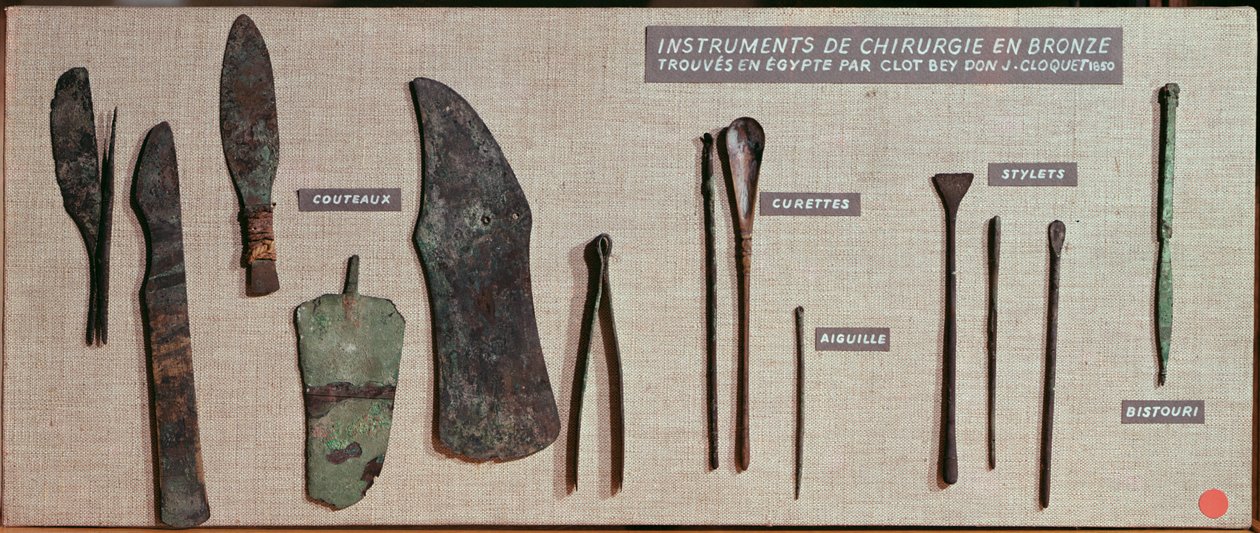 Chirurgische Instrumente, gefunden in Ägypten von Antoine Barthelemy Clot Bey (1793-1868) von Roman Period Egyptian