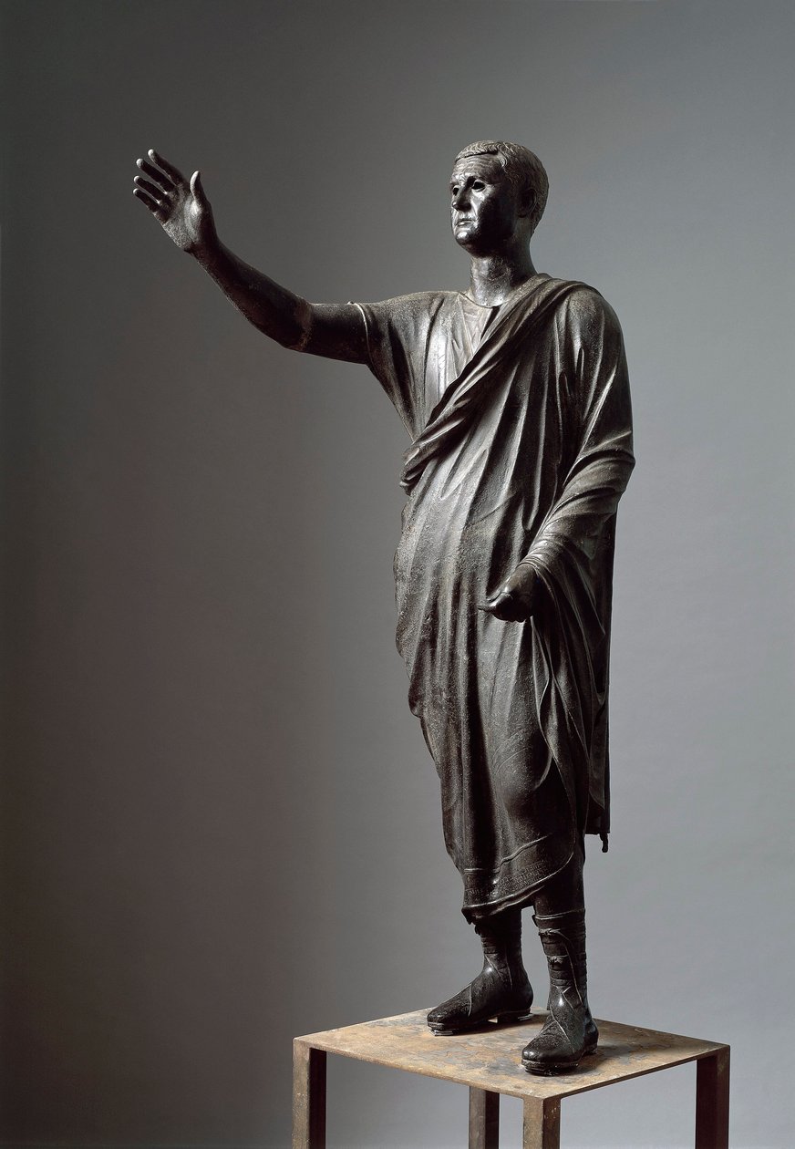 Aule Metele, Der Redner, Bronzestatue, 80 v. Chr., aus Pila (Perugia) von Roman
