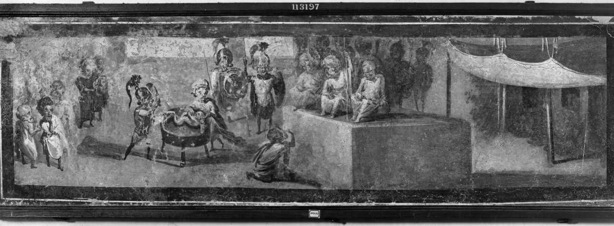 Karikatur des Urteils von Salomo, aus Pompeji, Haus des Arztes von Roman
