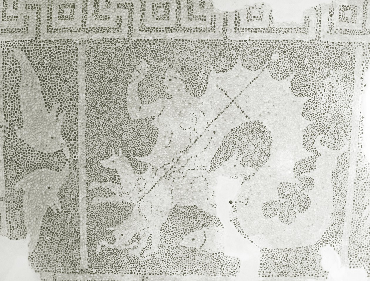 Hellenistisches Kieselmosaik von Skylla und Charybdis, die die Meerenge bewachen, Detail von Skylla, Haus des Dionysos, Paphos, Zypern von Roman