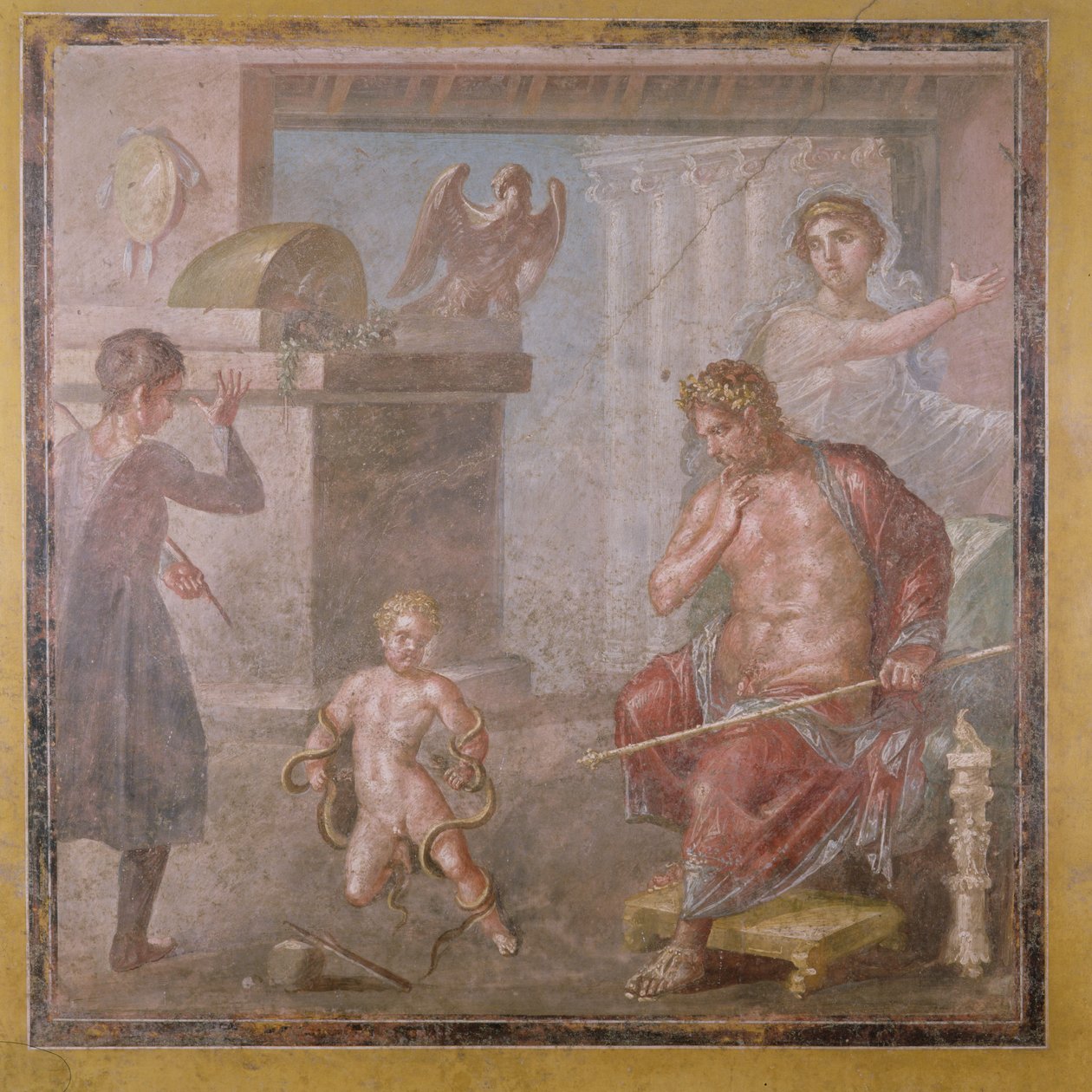 Herkules erwürgt die Schlangen als Kind, Casa dei Vettii, ca. 50-79 n. Chr. von Roman