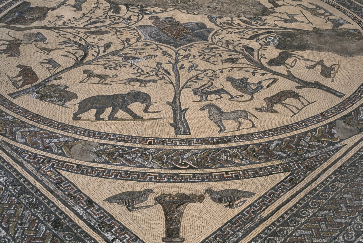 Haus des Orpheus, Orpheus umgeben von wilden Tieren (Detail) von Roman