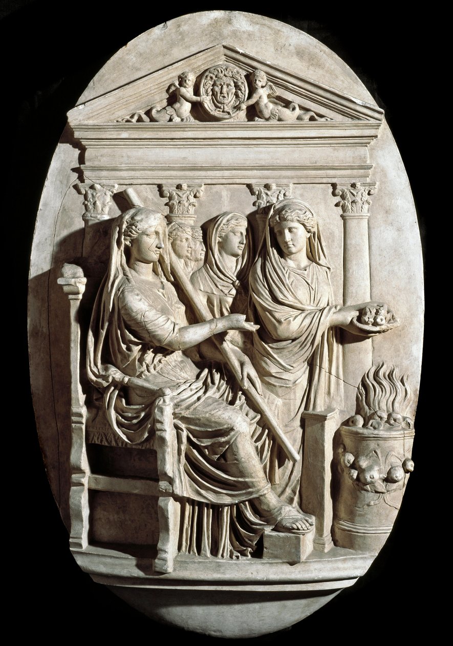 Römische Kunst: eine Opferszene in Vesta von Roman