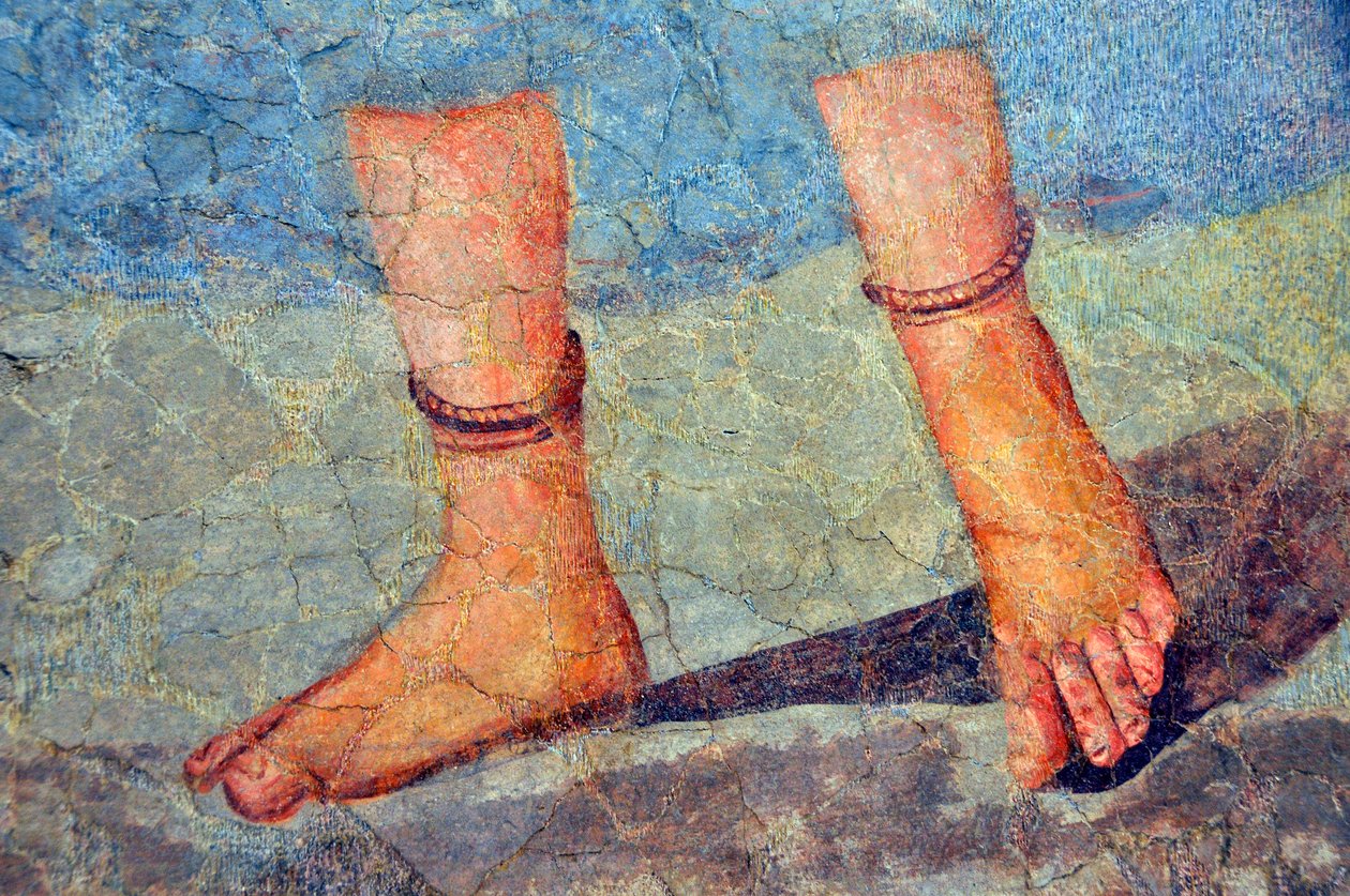 Beine einer Frau mit Fußkettchen, spätes 2. - frühes 3. Jahrhundert (Fresko) von Roman