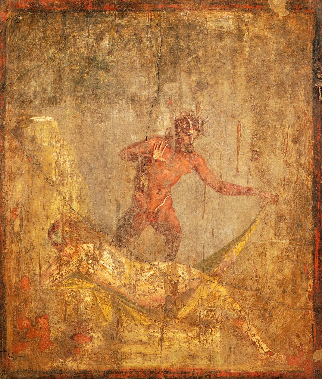 Fresko mit einem erotischen Motiv, das Nymphe und Pan aus Pompeji darstellt (UNESCO-Welterbeliste) von Roman Roman