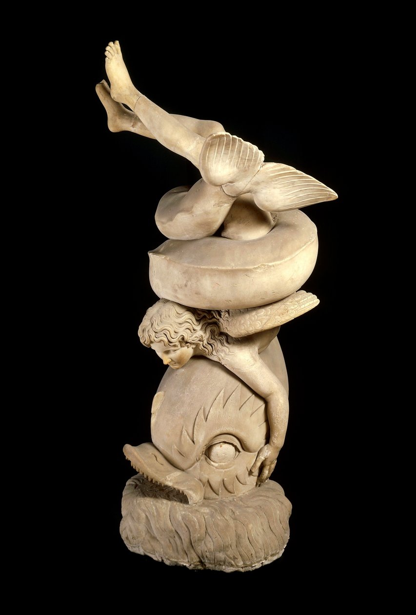 Römische Kunst: Eros auf einem Delphin von Roman Roman