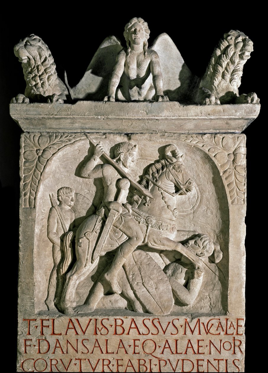 Römische Kunst: Grabstele des Aristokraten und römischen Politikers Flavius Bassus Herculanus von Roman Roman