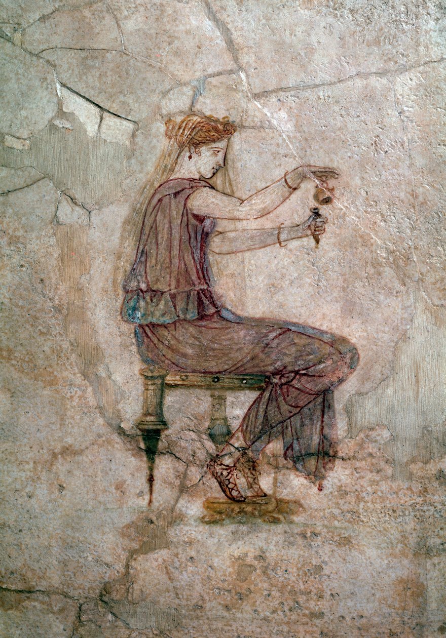 Römische Kunst: Frau gießt Parfüm in eine Vase von Roman Roman