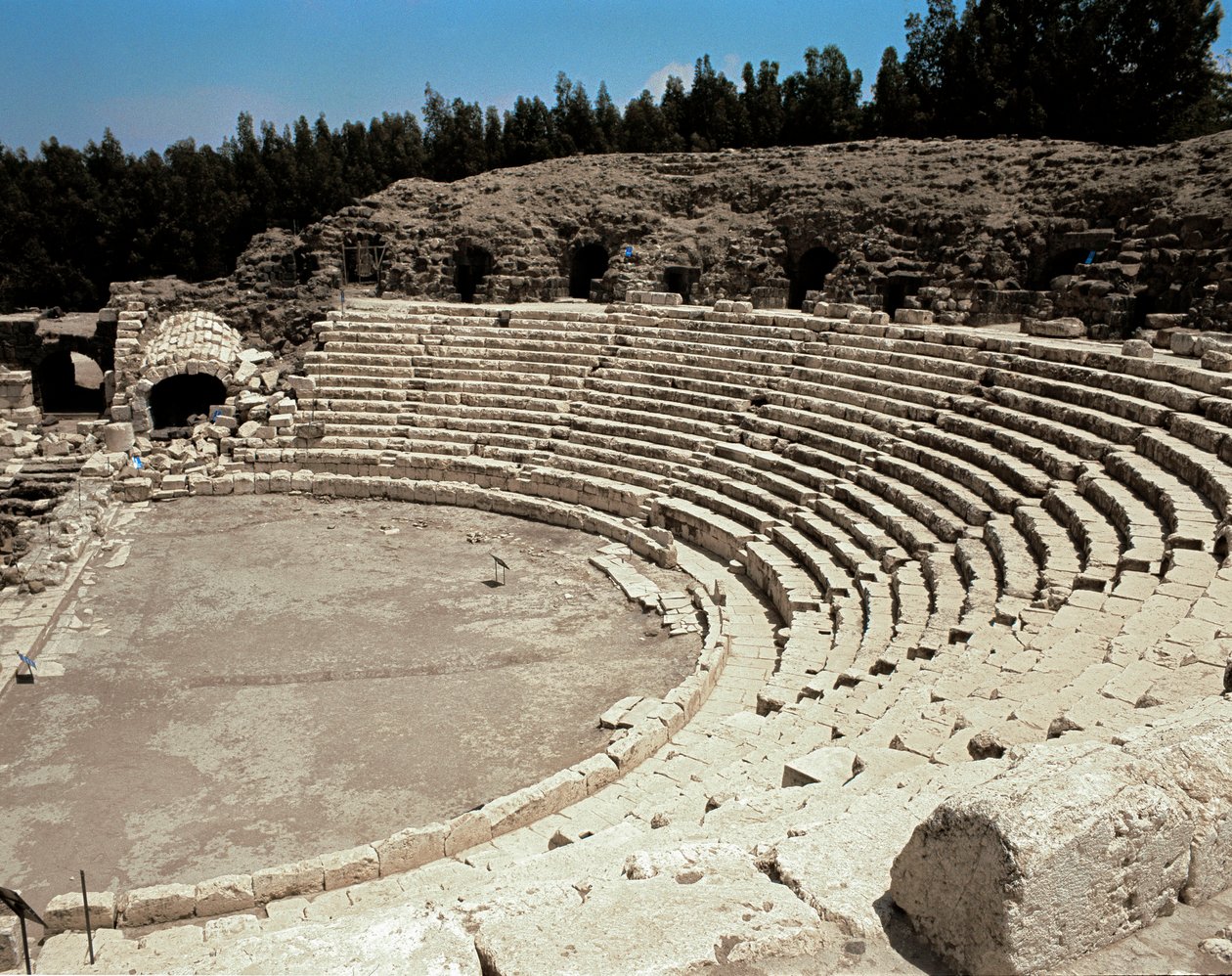 Ansicht des römischen Theaters von Scythopolis, 2. Jahrhundert v. Chr. - 4. Jahrhundert n. Chr. von Roman Roman